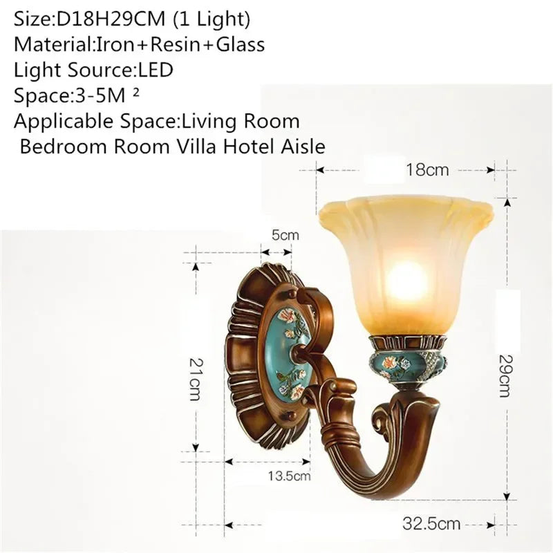 DORIAN European Luxury Wall Lamp American Retro LED Living Room Bedroom Study Room Hotel Villa Model Room Aisle Wall Light
