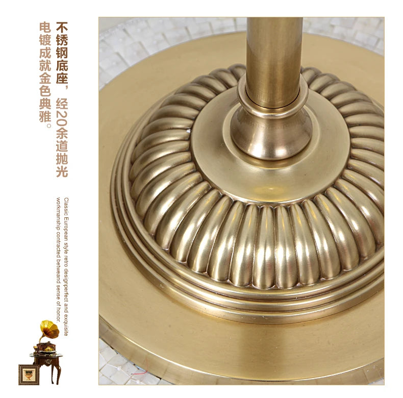 Yjq Copper Jade Floor Lamp Living Room Sofa Side Table Bedroom Bedside Retro Decorative Lamp