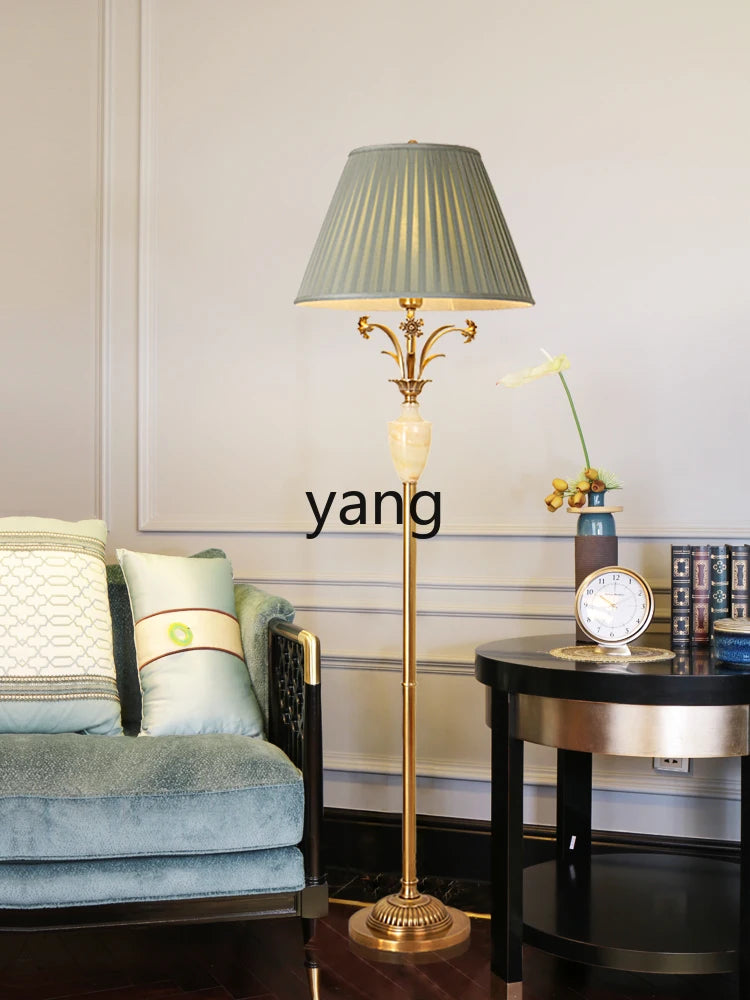 Yjq Copper Jade Floor Lamp Living Room Sofa Side Table Bedroom Bedside Retro Decorative Lamp