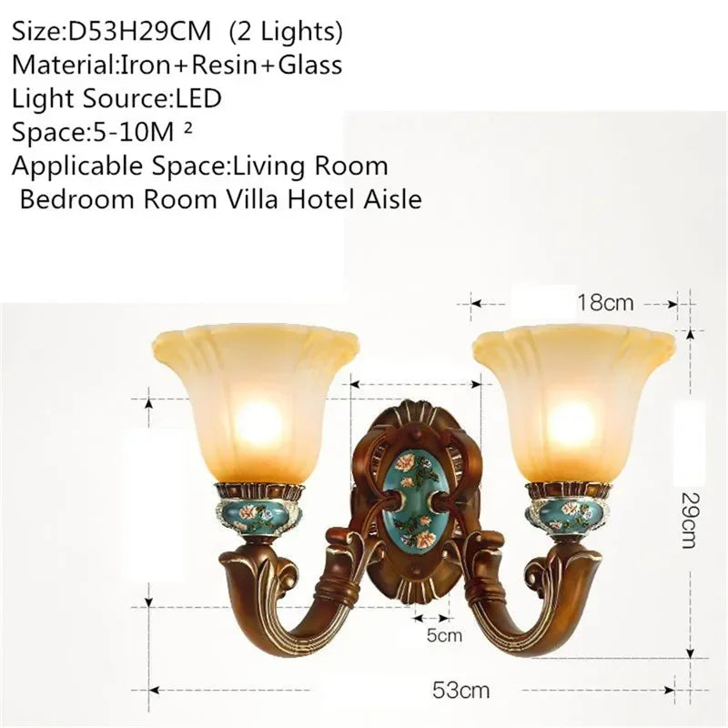 DORIAN European Luxury Wall Lamp American Retro LED Living Room Bedroom Study Room Hotel Villa Model Room Aisle Wall Light