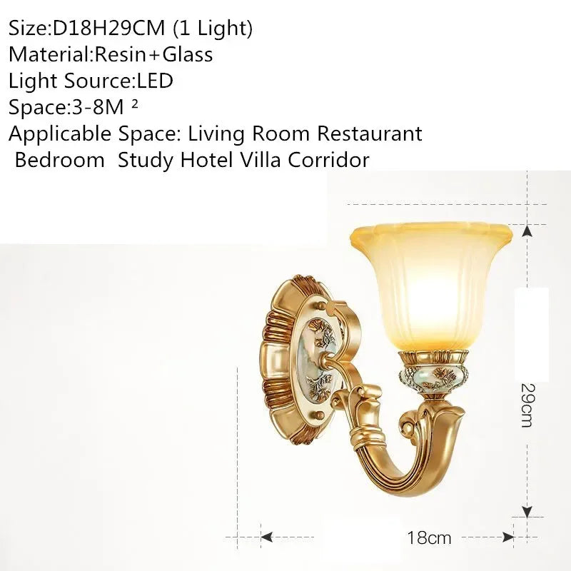 DORIAN European Luxury Wall Lamp American Retro LED Living Room Bedroom Study Room Hotel Villa Model Room Aisle Wall Light