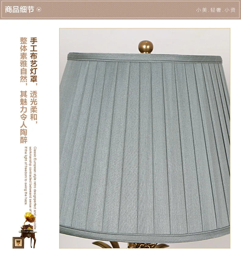 Yjq Copper Jade Floor Lamp Living Room Sofa Side Table Bedroom Bedside Retro Decorative Lamp