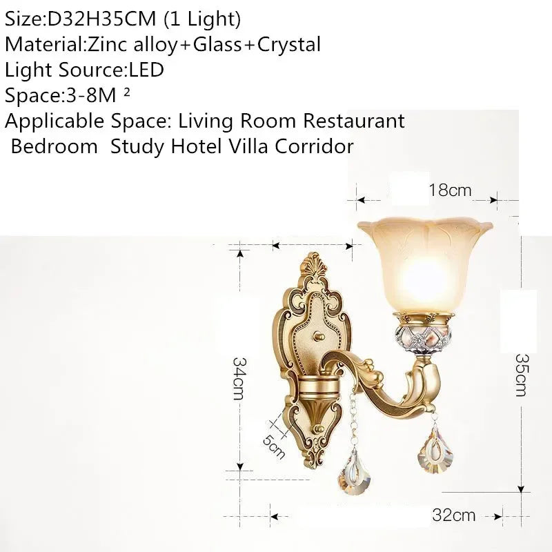 DORIAN European Luxury Wall Lamp American Retro LED Living Room Bedroom Study Room Hotel Villa Model Room Aisle Wall Light