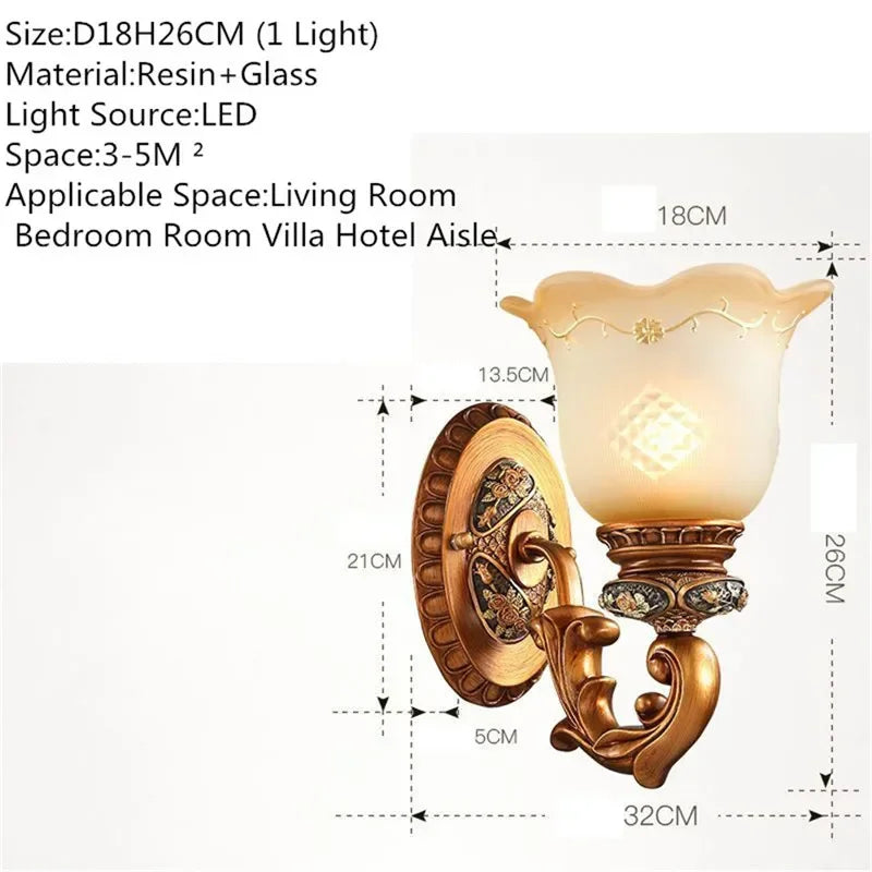 DORIAN European Luxury Wall Lamp American Retro LED Living Room Bedroom Study Room Hotel Villa Model Room Aisle Wall Light