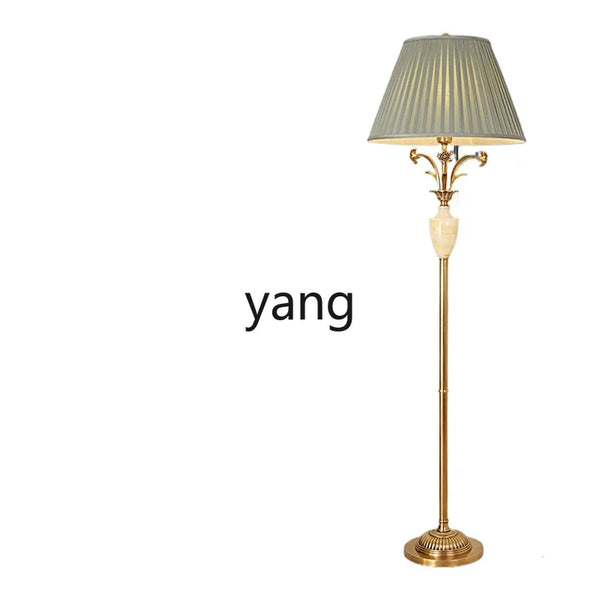 Yjq Copper Jade Floor Lamp Living Room Sofa Side Table Bedroom Bedside Retro Decorative Lamp